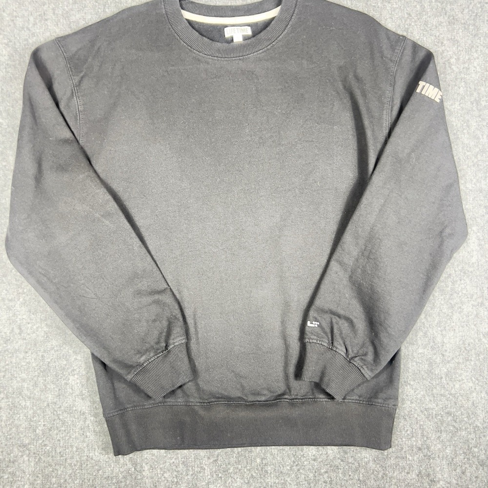 Lifetime Black Crewneck Sweatshirt Mens Small Logo Pullover Graphic Sleeve